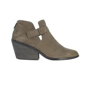 EILEEN FISHER Ives $280 Grey Suede Block Heel Strap Booties Women's 11